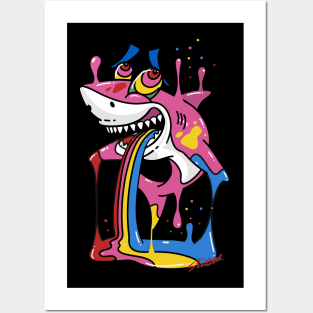 Trippy Cartoon Shark Posters and Art